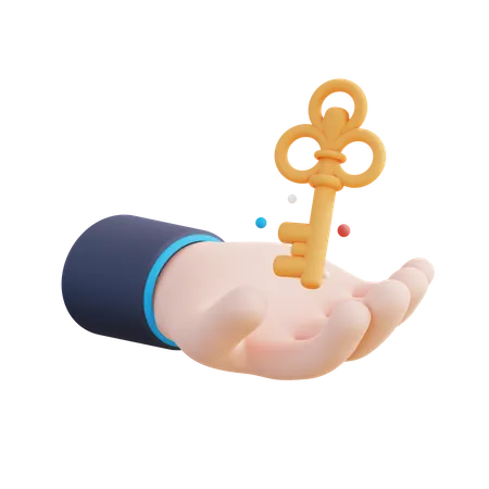 3 D Illustration Of Hand And Key 3D Icon