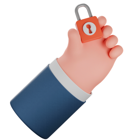 Hand And Lock  3D Icon