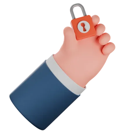 Hand And Lock  3D Icon