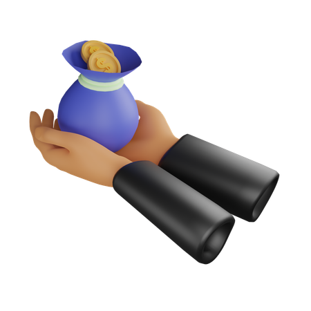 Hand And Money Bag  3D Icon