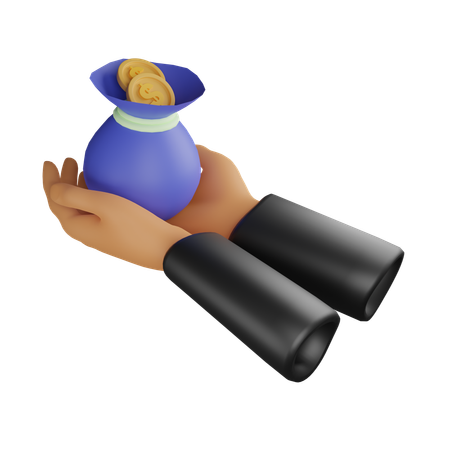 Hand And Money Bag  3D Icon