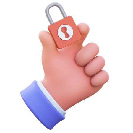 Hand and padlock  3D Icon