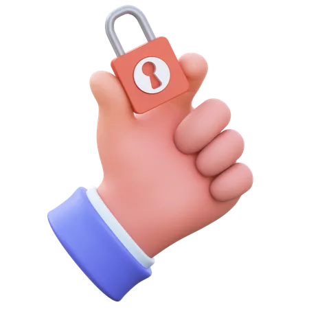 Hand and padlock  3D Icon