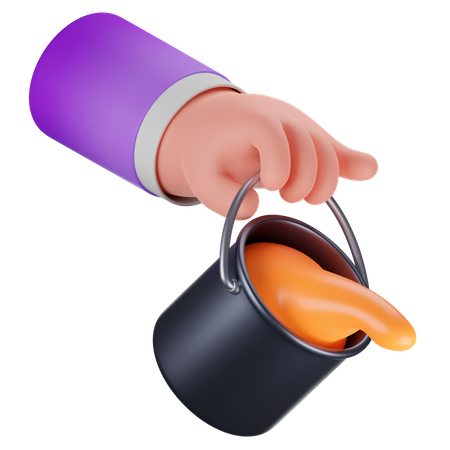 Hand And Paint Bucket  3D Icon
