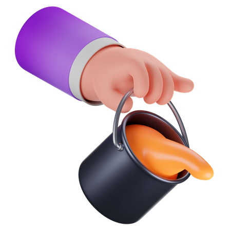 Hand And Paint Bucket  3D Icon