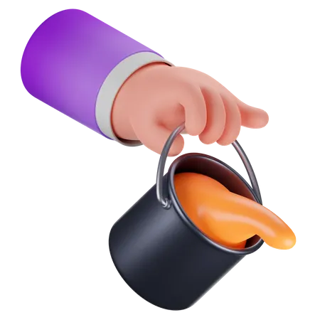Hand And Paint Bucket  3D Icon