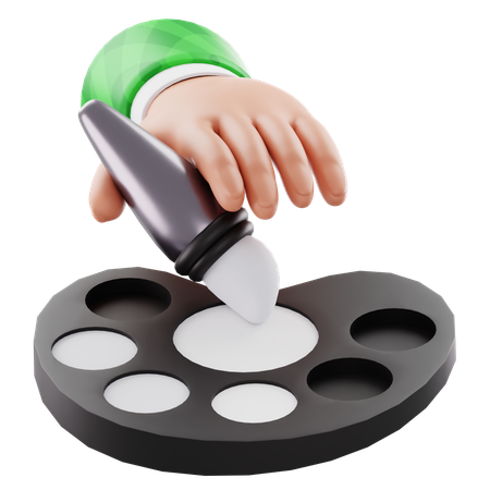 Hand and paintbrush  3D Icon