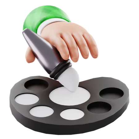 Hand and paintbrush  3D Icon