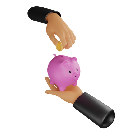 Hand And Piggy Bank  3D Icon