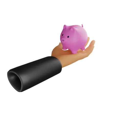 Hand And Piggy Bank  3D Icon