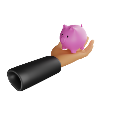 Hand And Piggy Bank  3D Icon