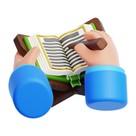 手とクルアーンの朗読  3D Icon