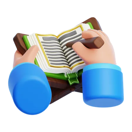 手とクルアーンの朗読  3D Icon