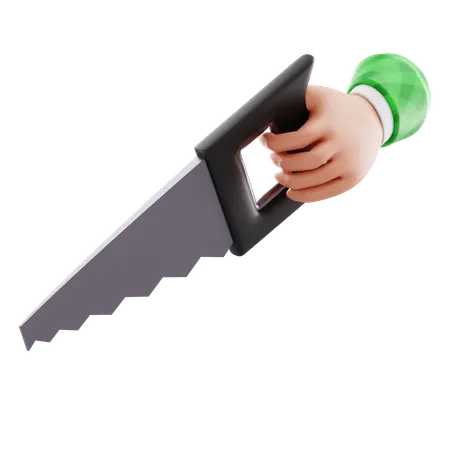 Hand and saw  3D Icon