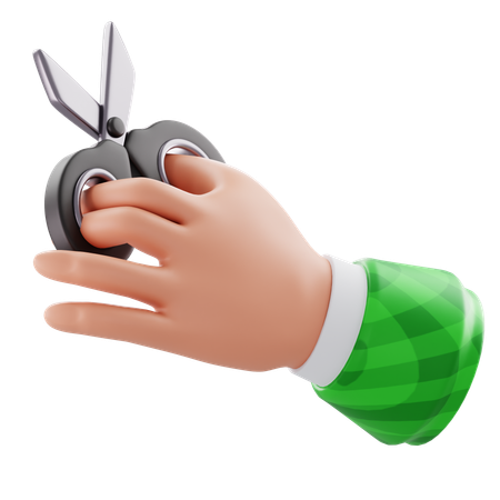 Hand and scissors  3D Icon