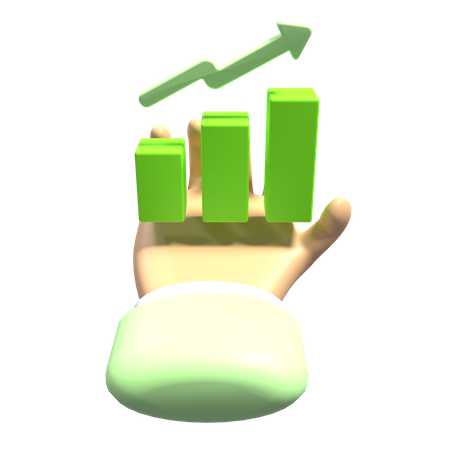Hand and Up Chart  3D Icon