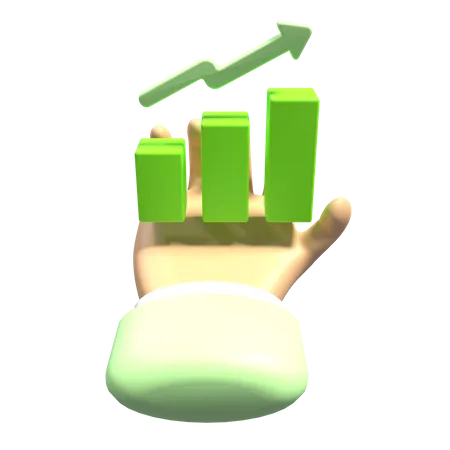 Hand and Up Chart  3D Icon