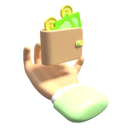 Hand and Wallet  3D Icon