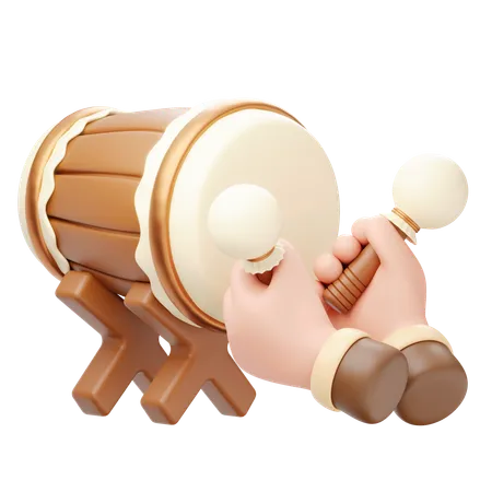 Hand Beating Drum  3D Icon