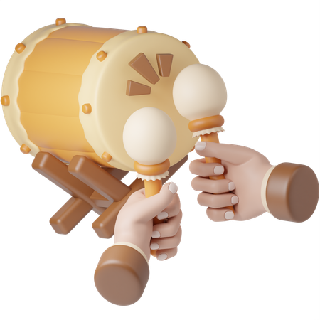 Hand Beating Drum  3D Icon