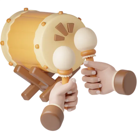 Hand Beating Drum  3D Icon