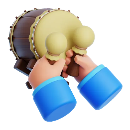 Hand Beating Drum  3D Icon