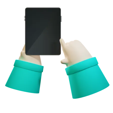 Hand berührt Tablet  3D Illustration