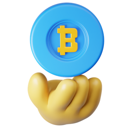 ビットコインを手に  3D Icon