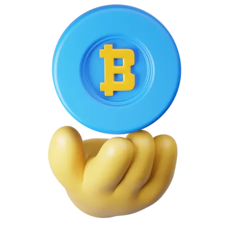 ビットコインを手に  3D Icon