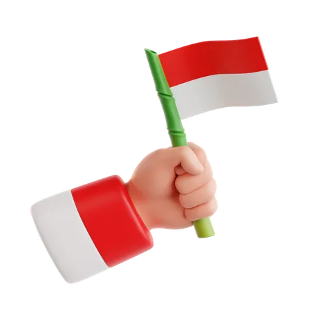 Hand Bring Bamboo Flag  3D Icon