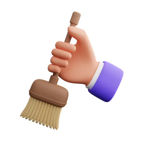 Hand Carrying Broom  3D Icon