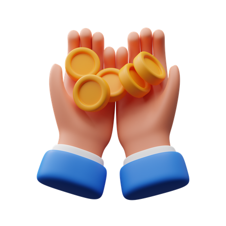 Hand Carrying Coin  3D Icon