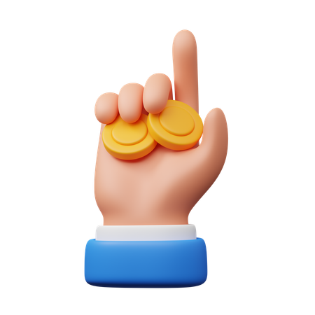 Hand carrying coin  3D Icon