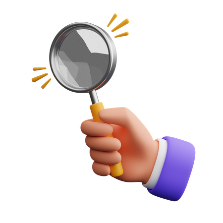 Hand carrying magnifying glass  3D Icon