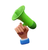 Hand carrying megaphone