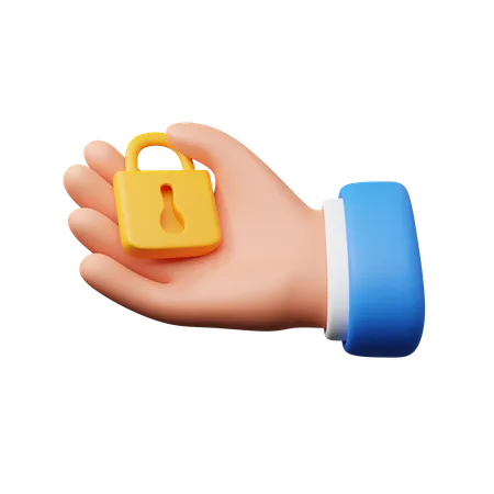 Hand carrying padlock  3D Icon