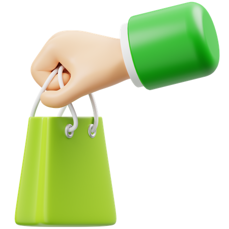 Hand Carrying Shopping Bag 3D Icon