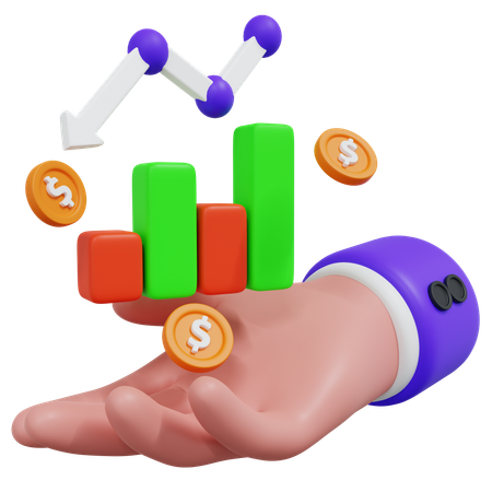 Hand Chart Decline  3D Icon