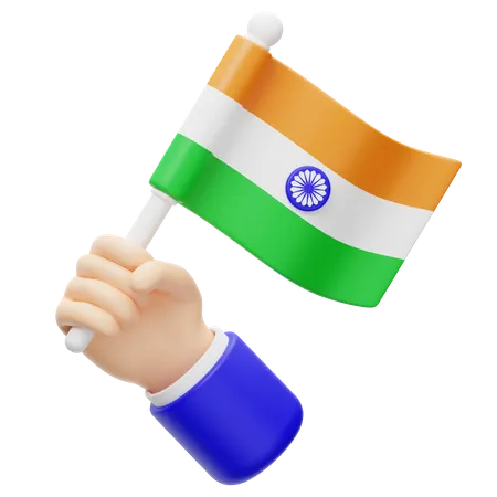 Hand Cheering With The Indian Flag  3D Icon