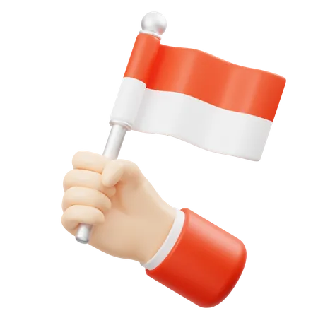 Hand Cheering With The Indonesian Flag  3D Icon