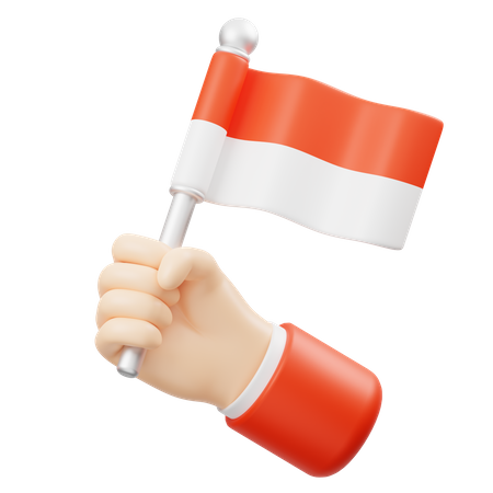 Hand Cheering With The Indonesian Flag  3D Icon