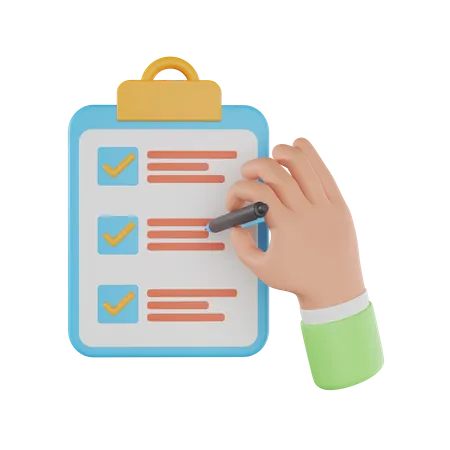 3 D Hand Holding Clipboard With Checklist And Marker Hand Holding Checklist On A Clipboard Paper 3 D Rendering 3D Icon