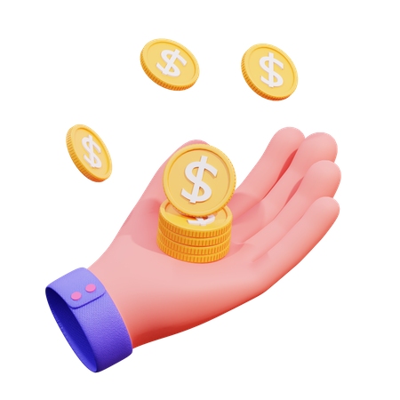 Hand Coin  3D Icon