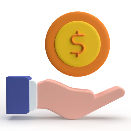 Hand Coin  3D Icon