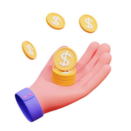 Hand Coin  3D Icon