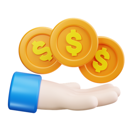 Hand Coins  3D Icon