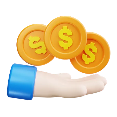 Hand Coins  3D Icon