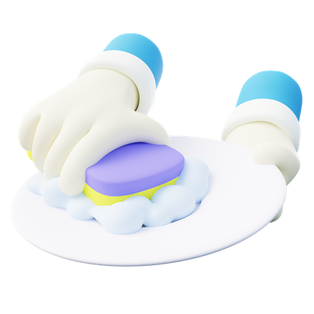 Hand Doing Dishwashing  3D Icon