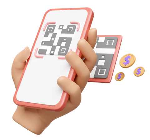 Hand Doing Mobile Qr Payment  3D Icon