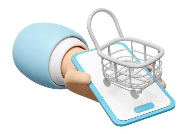 Hand Doing Mobile Shopping  3D Icon